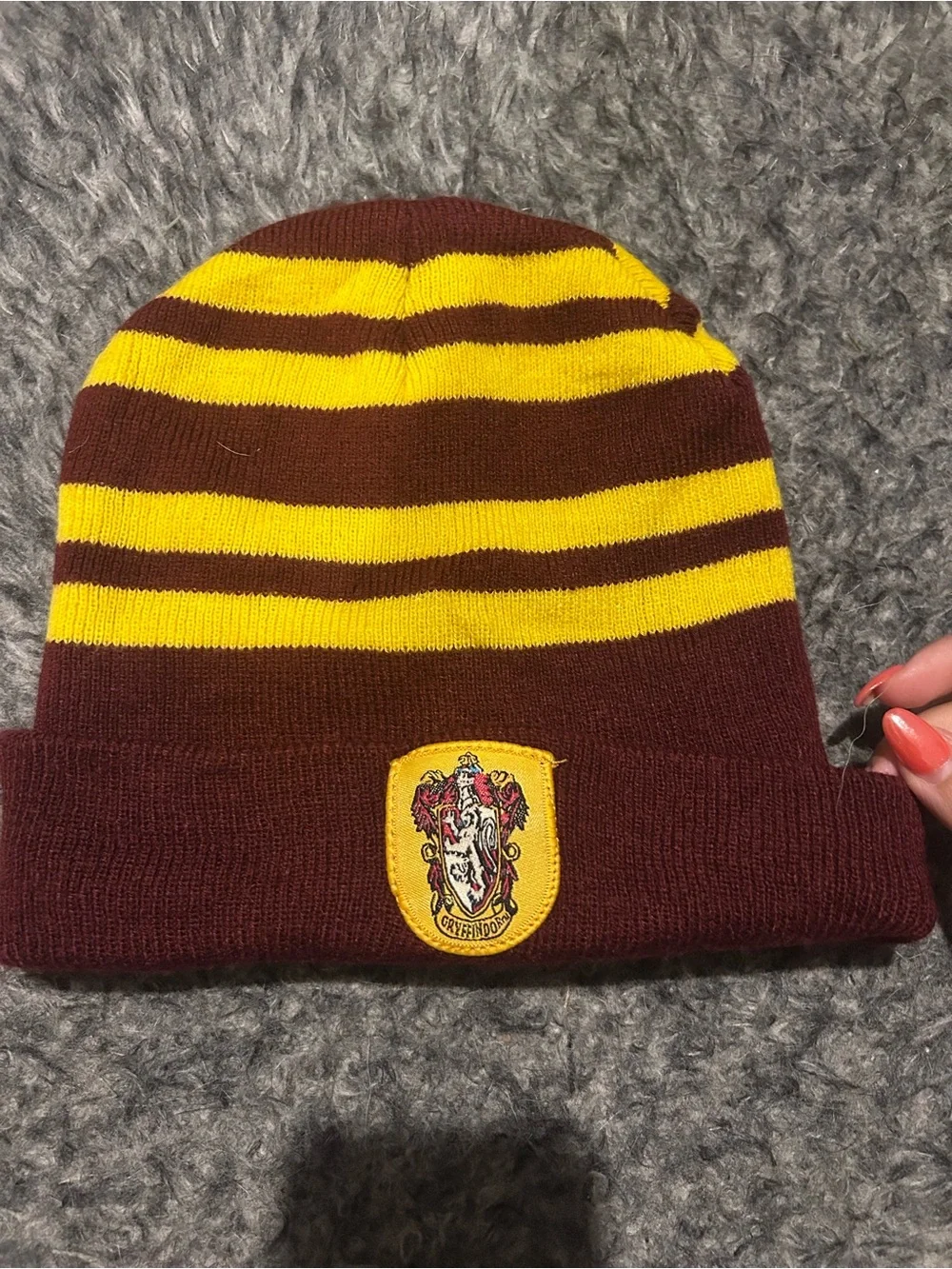 Gryffindor Stripe Kids Knit Beanie - Maroon & Yellow